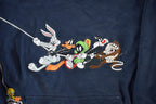 Vintage 1990s Looney Tunes Embroidered Hoodie / Vintage Sweatshirt / Vintage Warner Bros / Tweety / Patchwork / Men's Medium