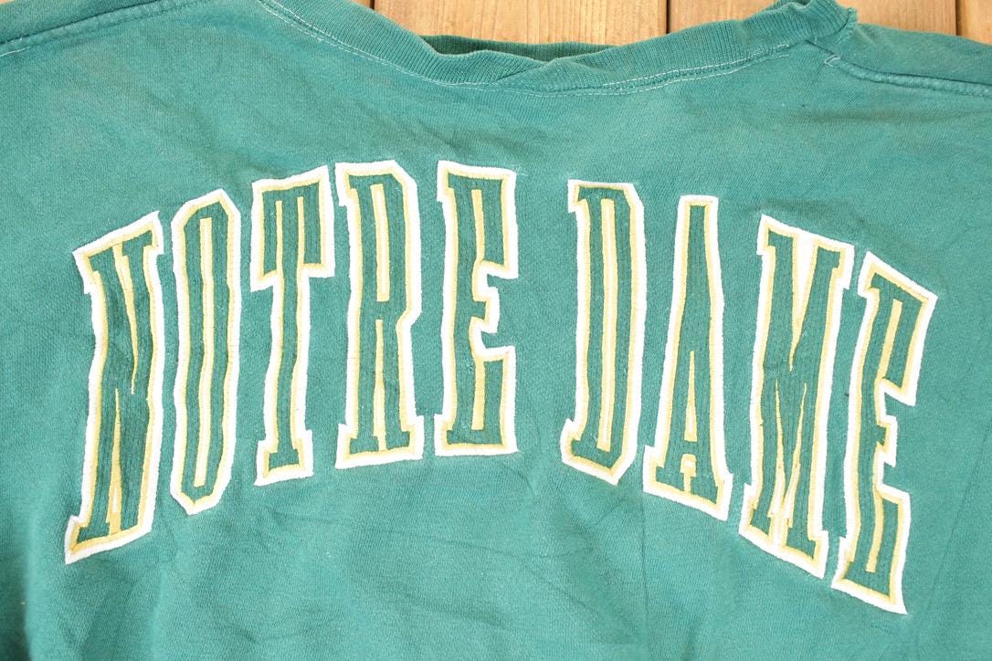 Vintage 1990s Notre Dame Embroidered University Crewneck Sweater Mens XXL