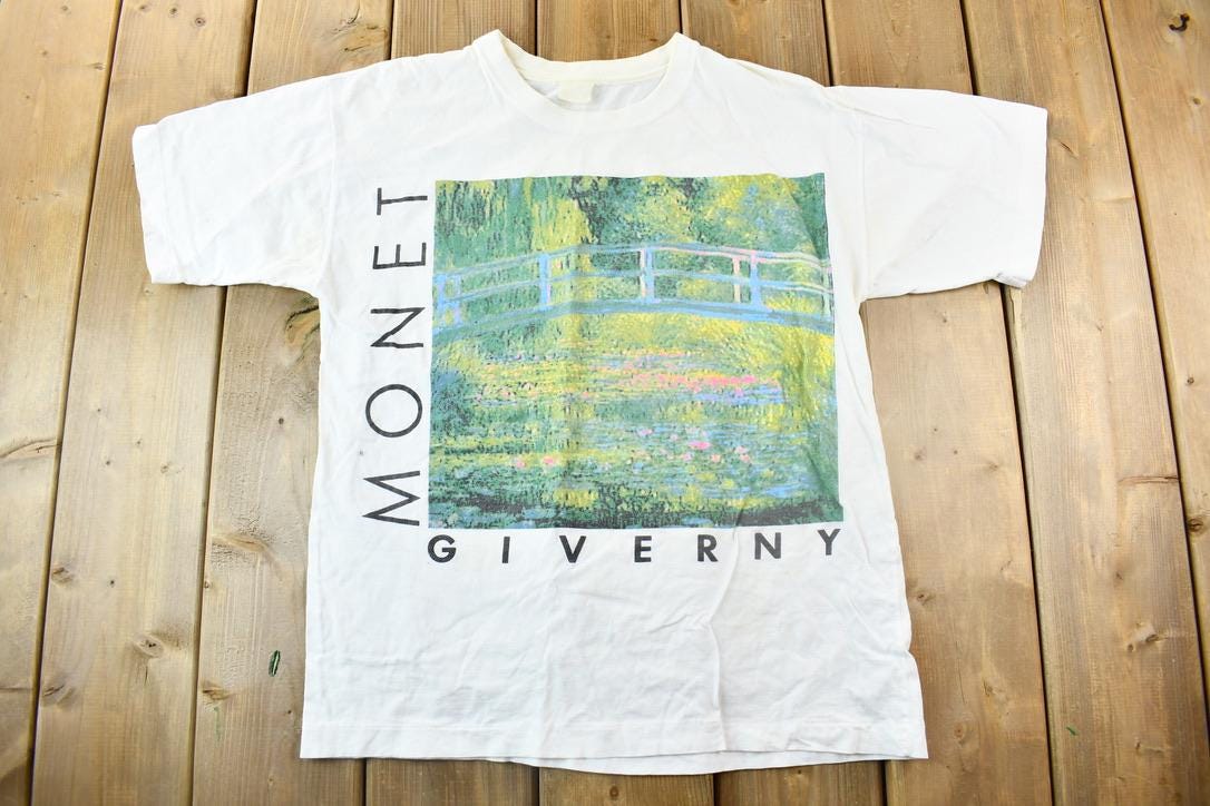 Vintage 1990s Claude Monet Giverny Art Graphic T Shirt