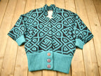 Vintage 1980s Abstract Pattern Heavy Weight Cardigan Sweater