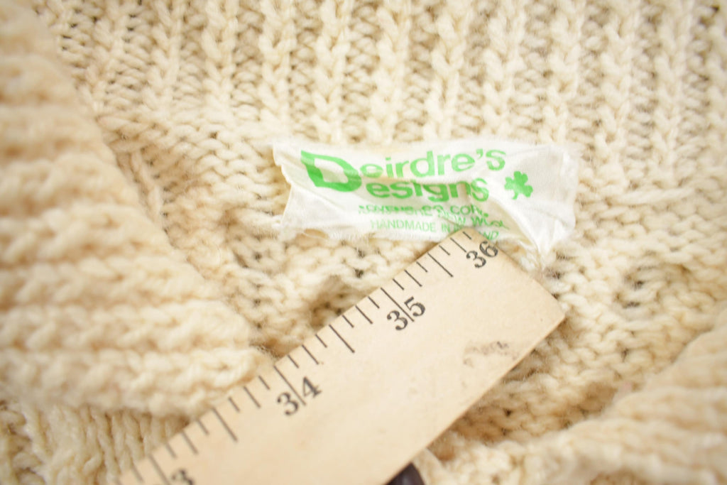 Vintage 1980s Deidres Designs 100% Wool Cable Knit Cardigan Sweater
