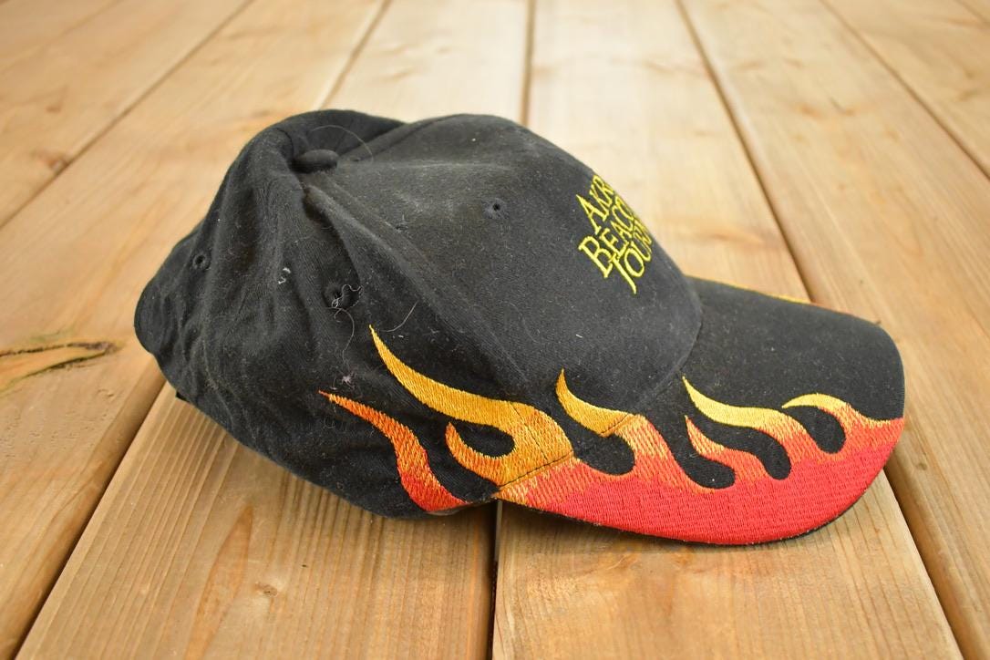 Vintage 1990s Akron Beacon Jornal Flames Strapback Hat /