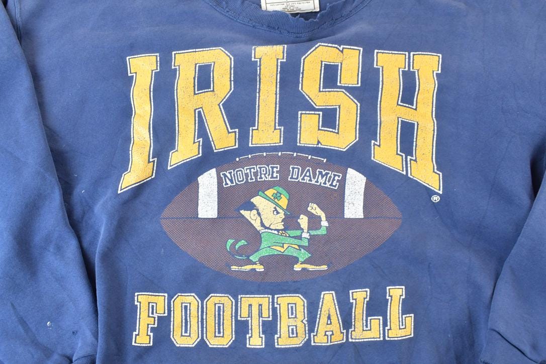 Vintage 1990s Notre Dame University Irish Football Galt Sand Collegiate Crewneck