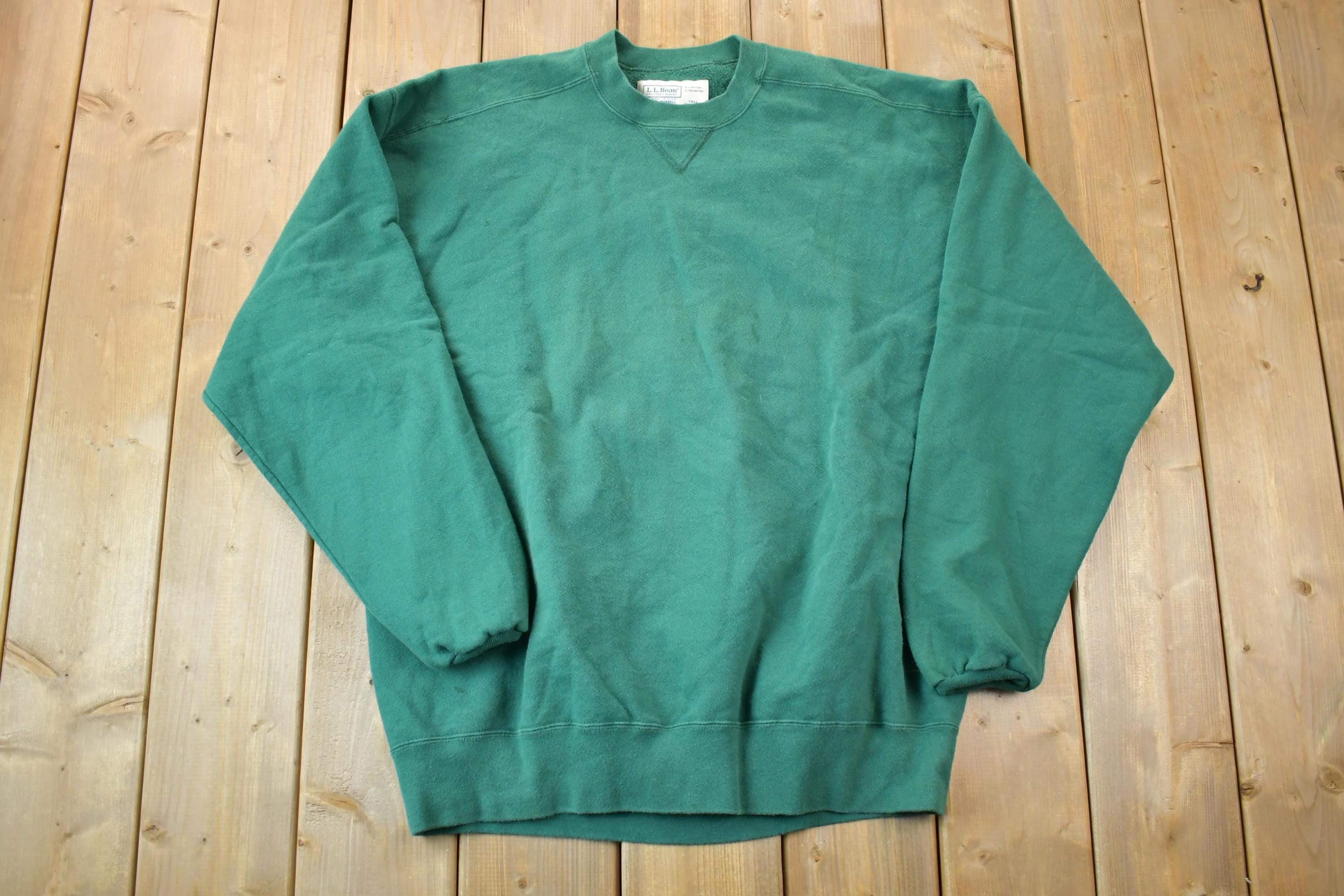 Vintage 1990s LL Bean Green Blank Crewneck Sweatshirt