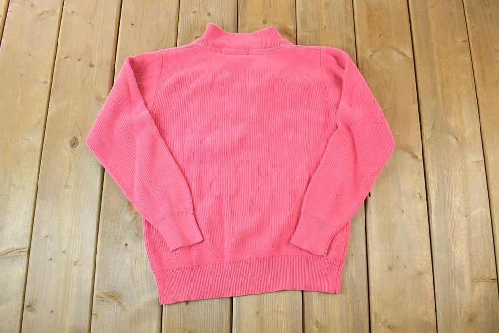 Vintage 1990s Eddie Bauer Knit Abstract Pattern Collared Crewneck Sweater
