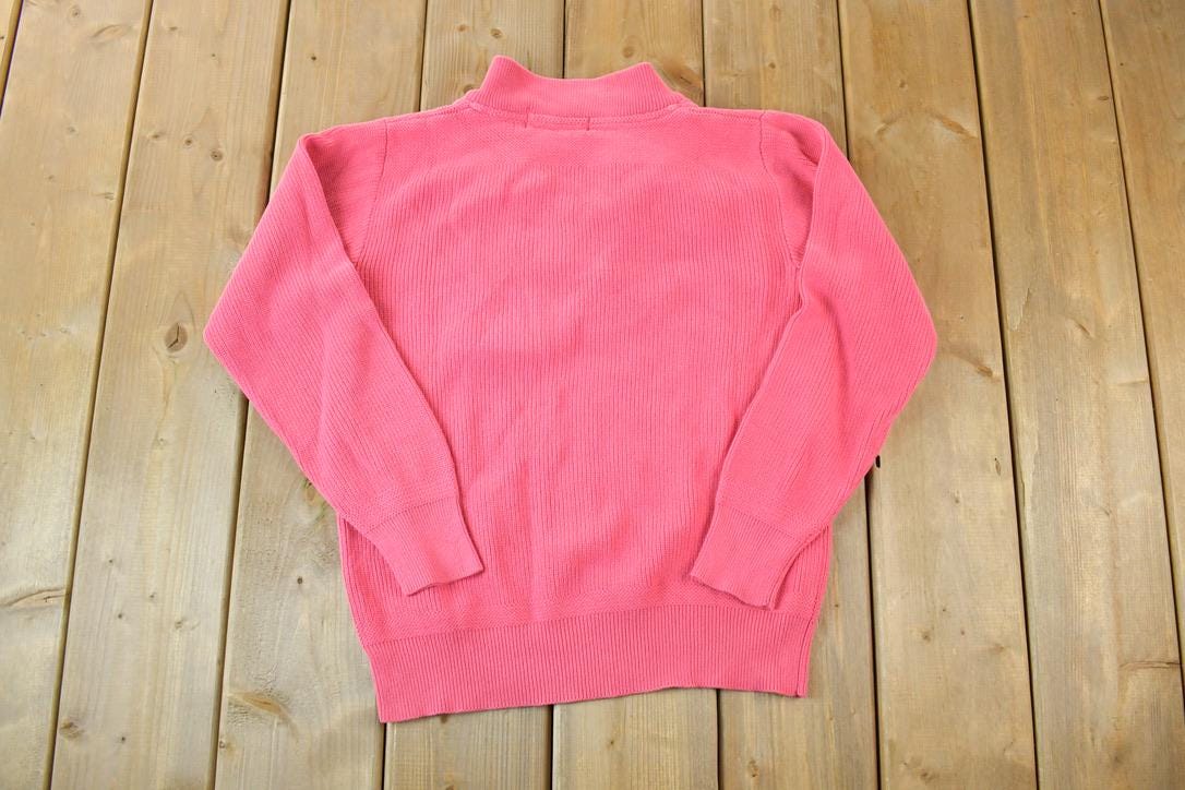 Vintage 1990s Eddie Bauer Knit Abstract Pattern Collared Crewneck Sweater