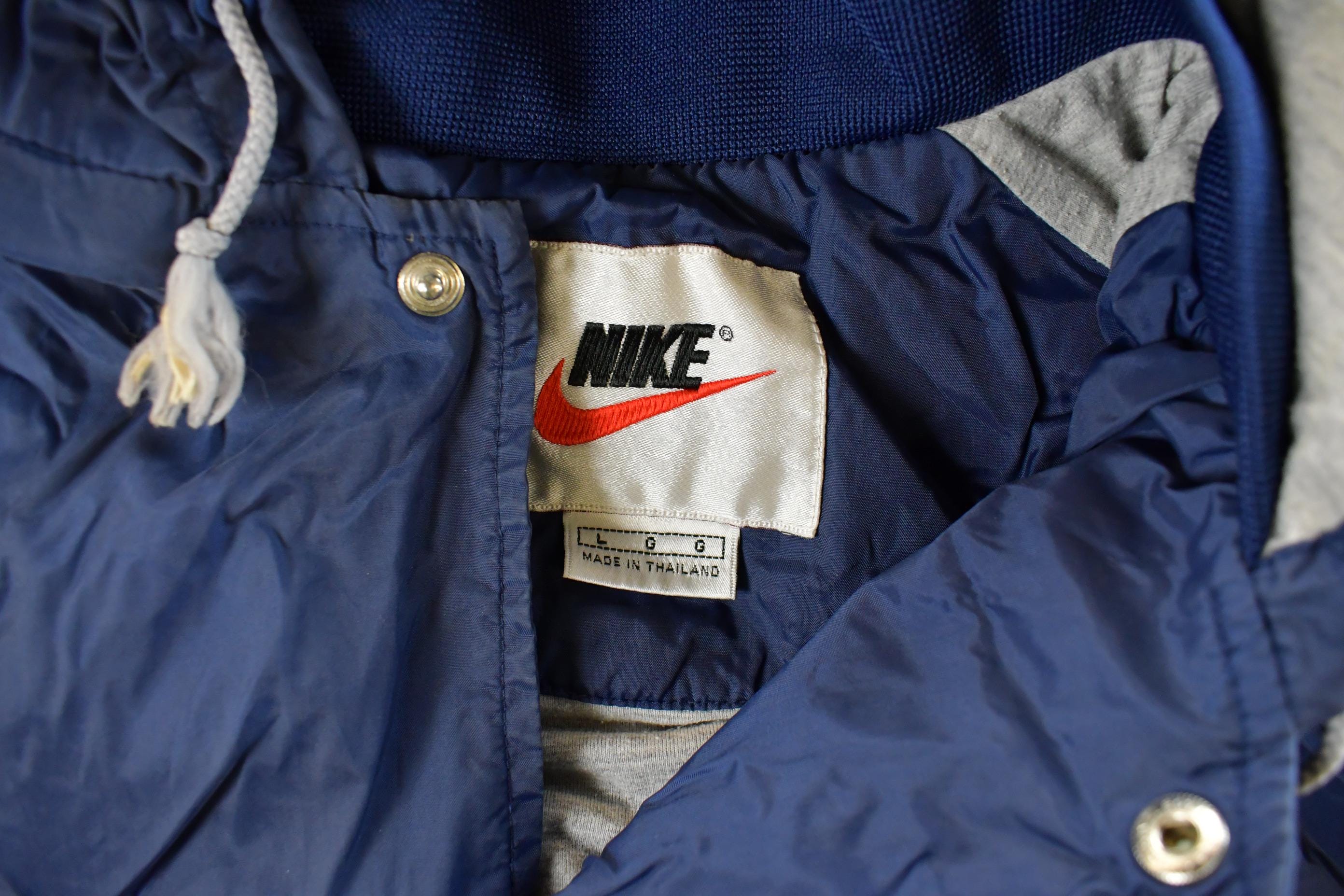 Vintage 1990s Nike Mini Swoosh Hooded Windbreaker Jacket Men's Large