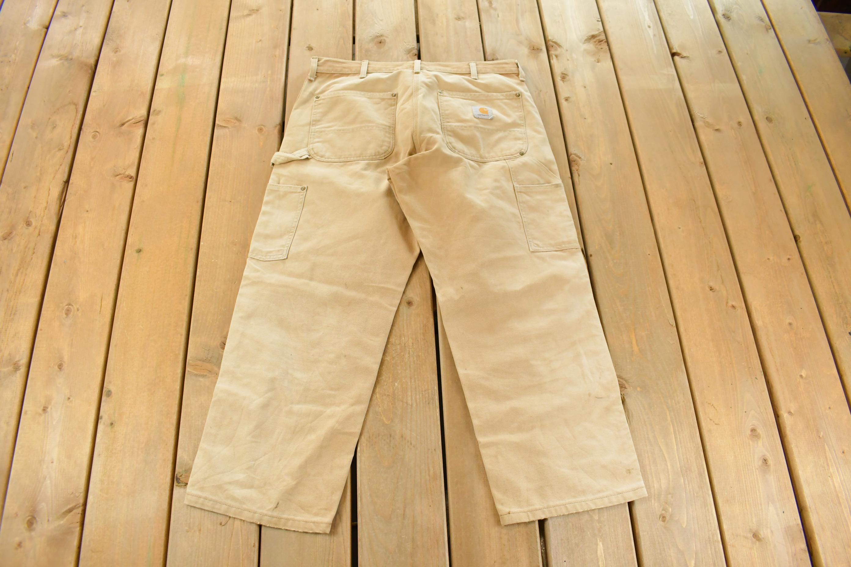 Vintage 1990s Carhartt Distressed Sun Faded Double Knee Pants Men's 34 x 29