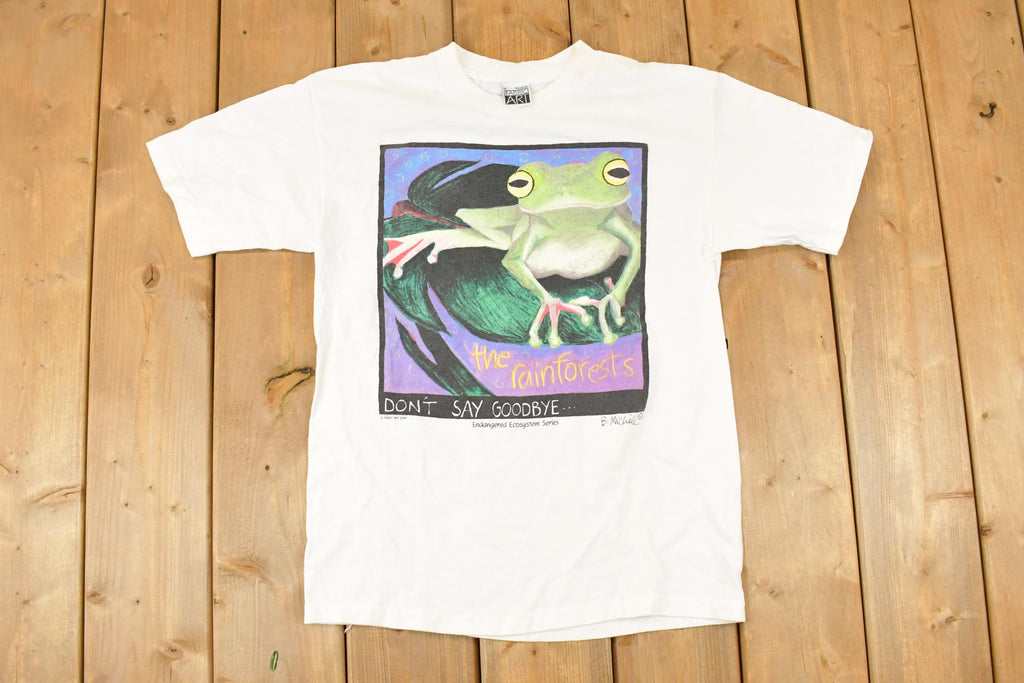 Vintage 1990s Rainforest Endangered Frog Souvenir Travel T-Shirt Men's S