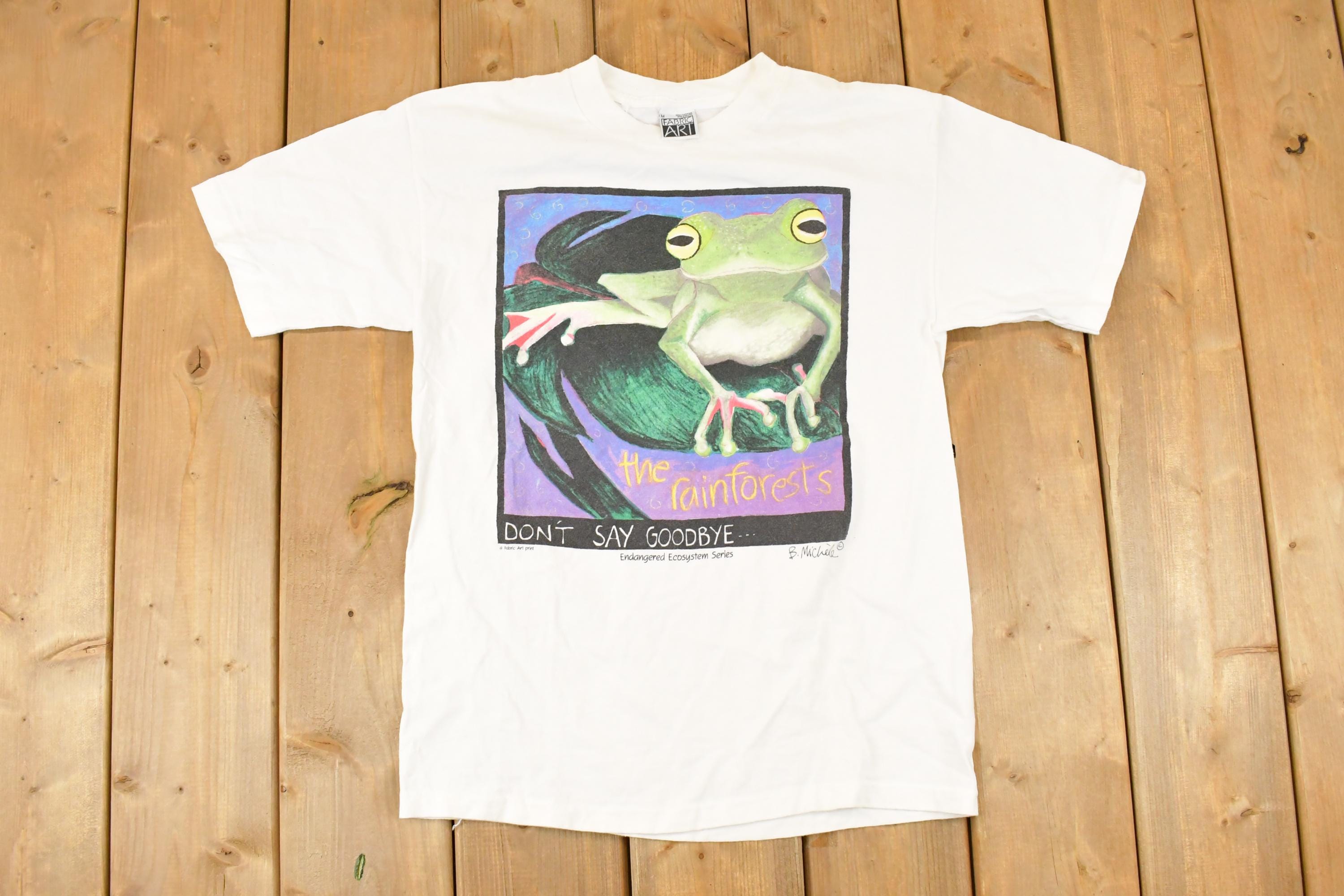 Vintage 1990s Rainforest Endangered Frog Souvenir Travel T-Shirt Men's S