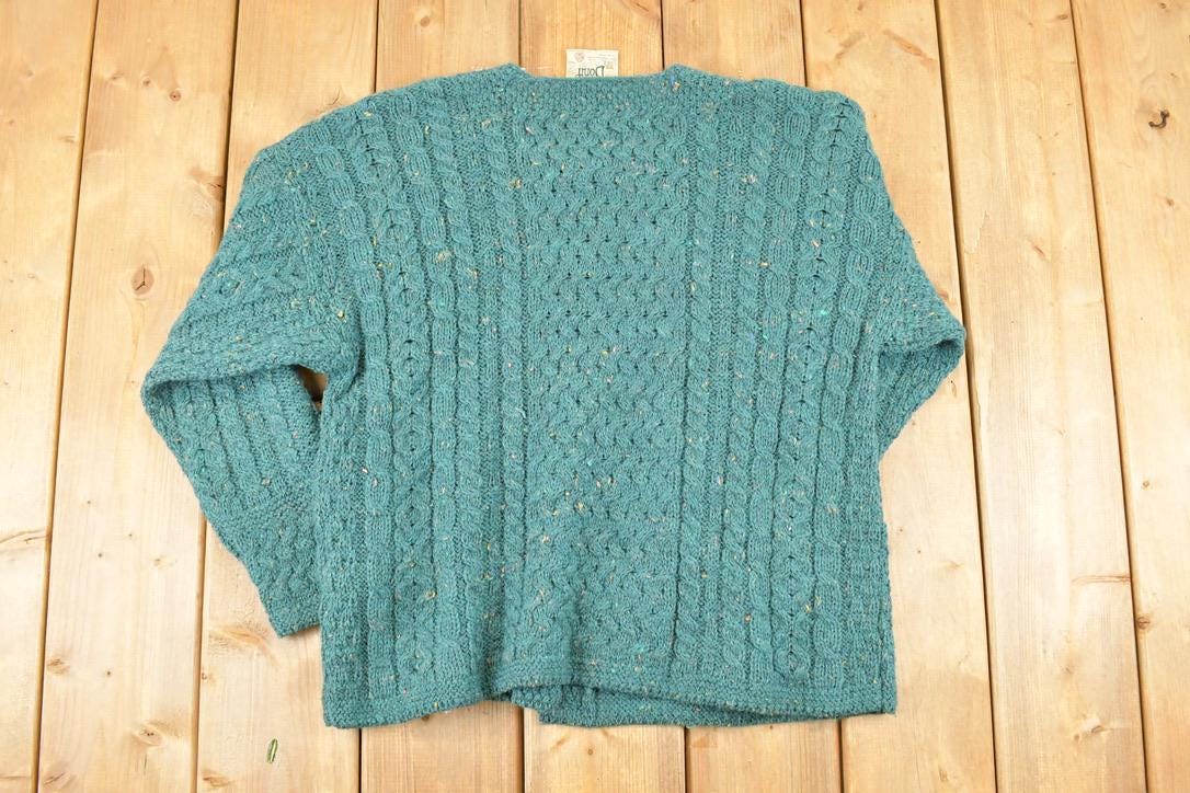 Vintage 1990s Carraig Donn Wool Cable Knit Cardigan Sweater Women's M
