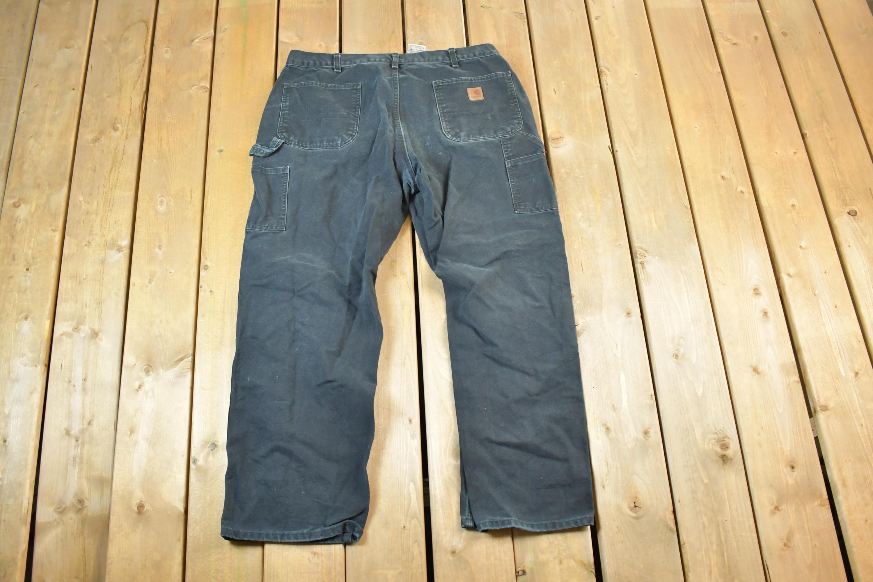 Vintage 1990s Black Carhartt Denim Work Jeans Size 38 x 32