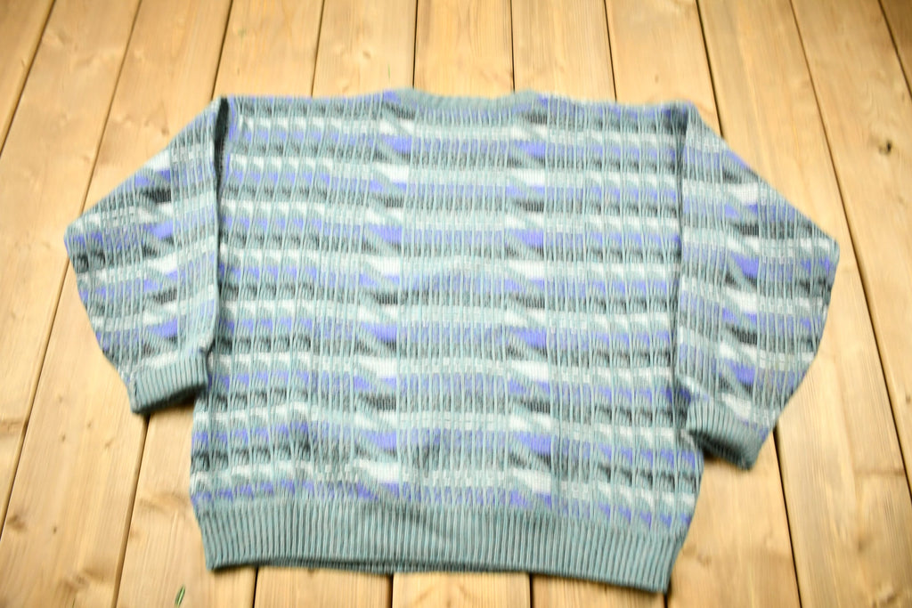 Vintage 1990s 3D Knit Abstract Pattern Crewneck Sweater