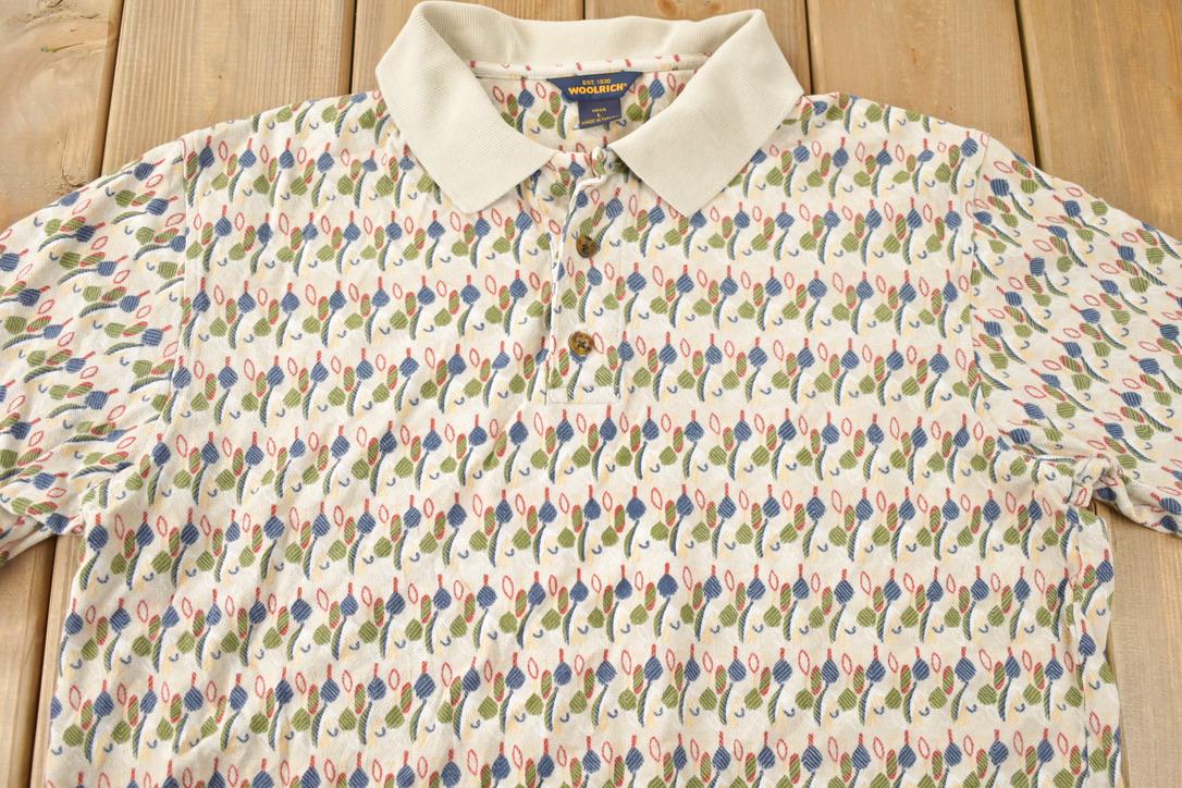 Vintage Y2K Woolrich All Over Print Polo Shirt