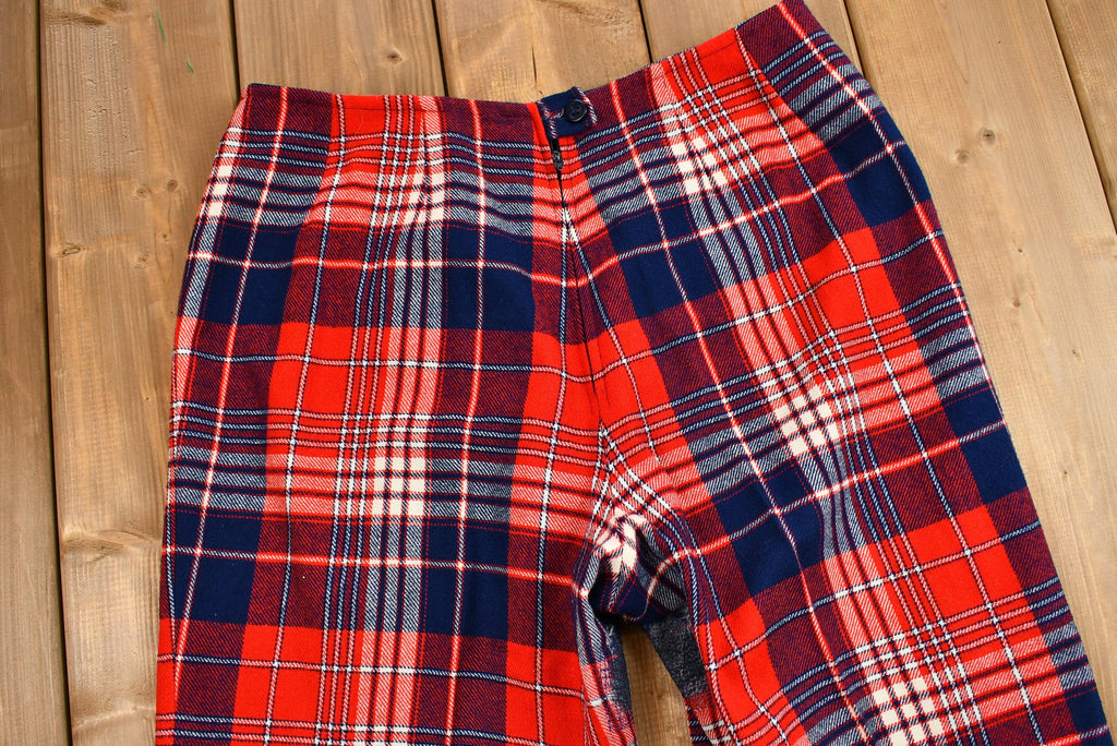 Vintage 1960s Distressed Pendleton Wool Plaid Flare Pants