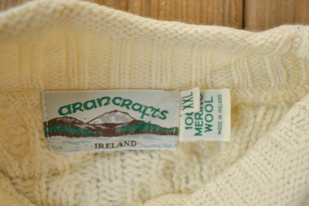 Vintage 1990s Arancrafts 100% Merino Wool Knit Sweater