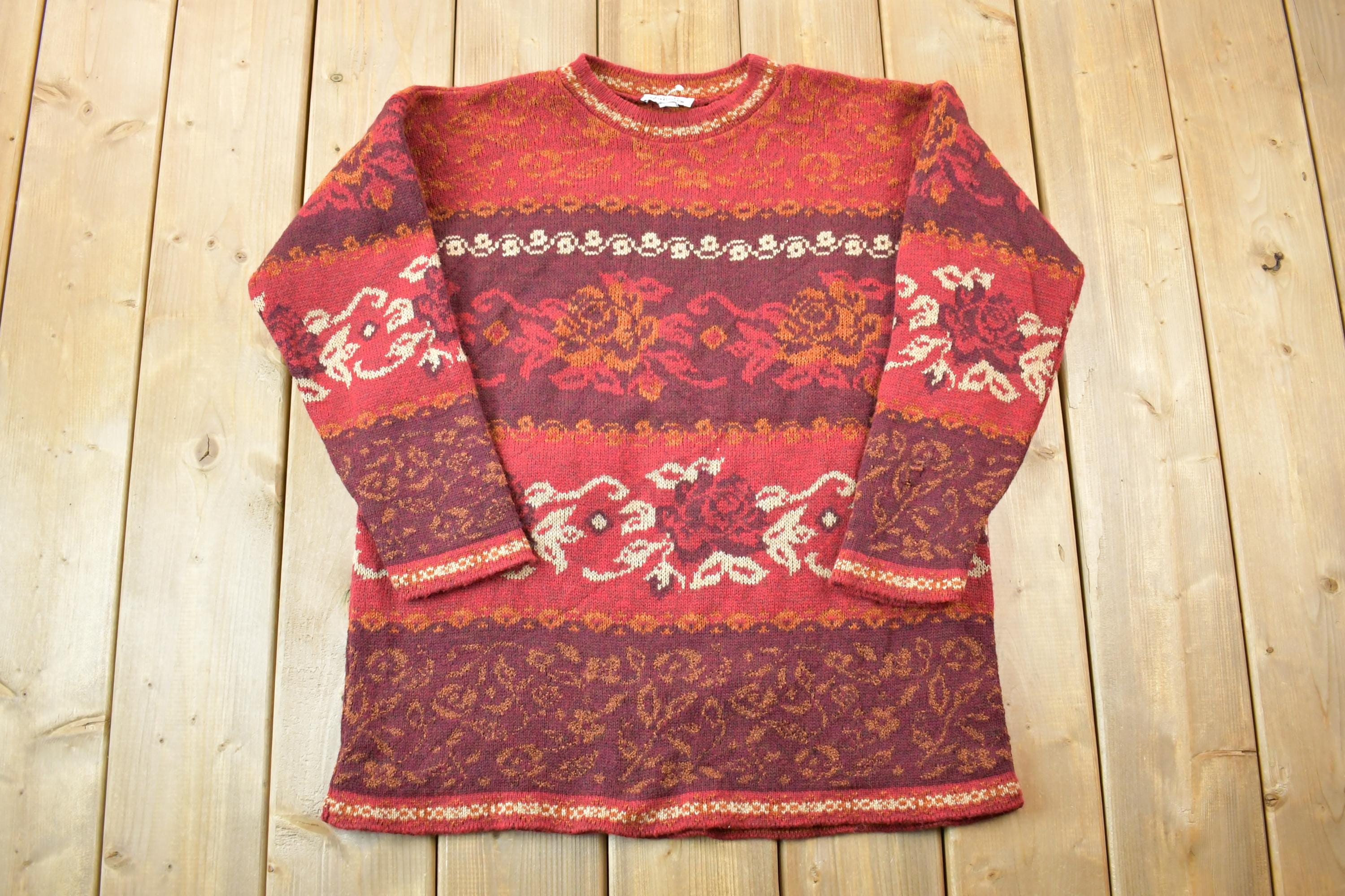 Vintage 1990s Basic Editions Red Knit Crewneck Sweater