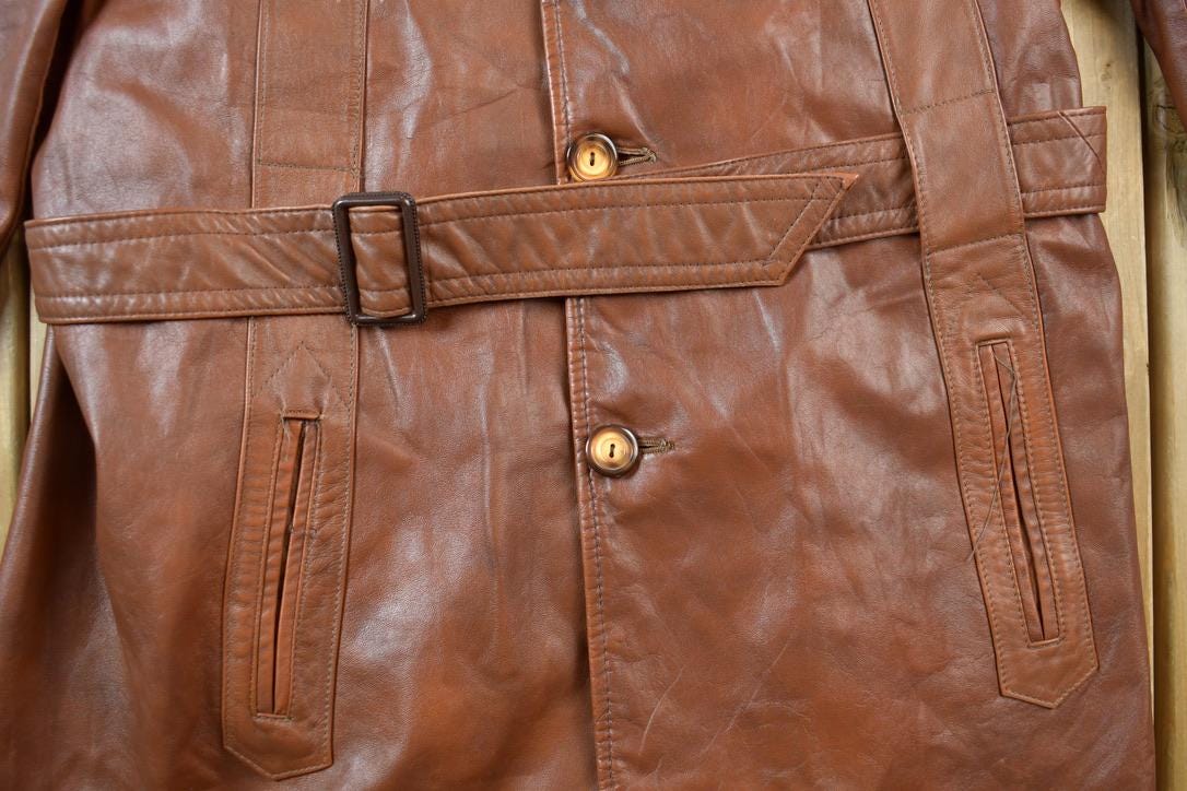 Vintage 1970s Victoria Leather Full Length Coat