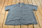 Vintage 1990s L.L. Bean Surf All Over Print Button Up Shirt Men's 2XL / Short Sleeve / 90s Button Up / Tribal Pattern / Beach Shirt