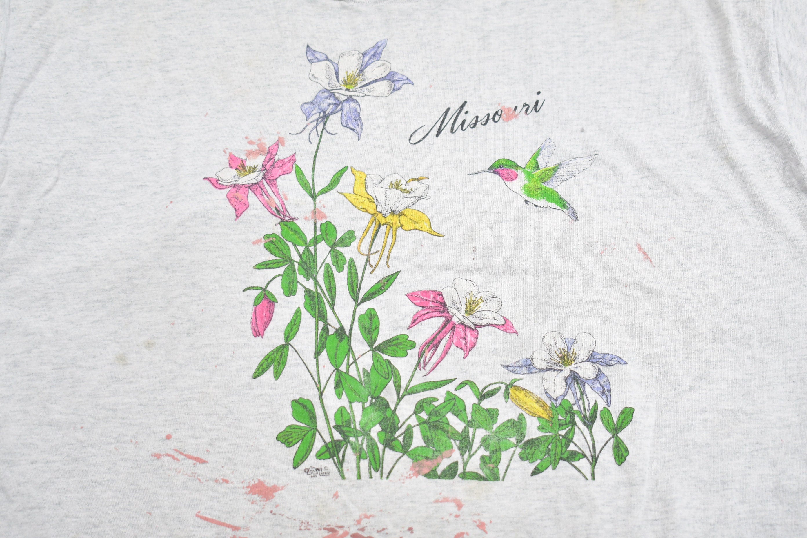 Vintage 1990s Missouri Floral Graphic Souvenir T Shirt