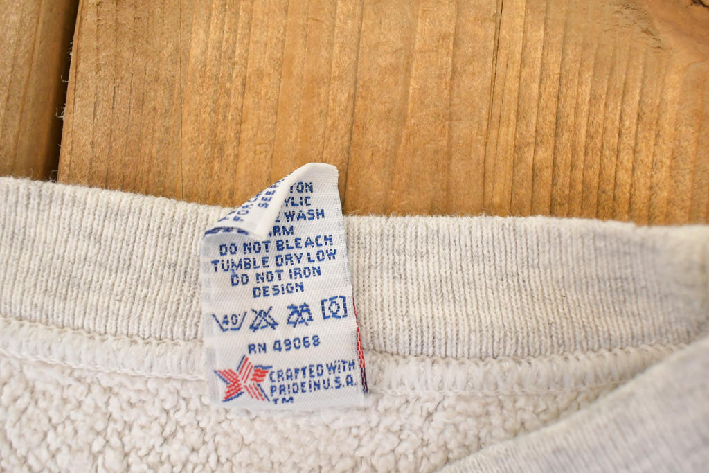 Vintage 1990s Monticello Tennis Graphic Print University Crewneck Sweater Men's L / Vintage Collegiate / 90's State College Sportswear
