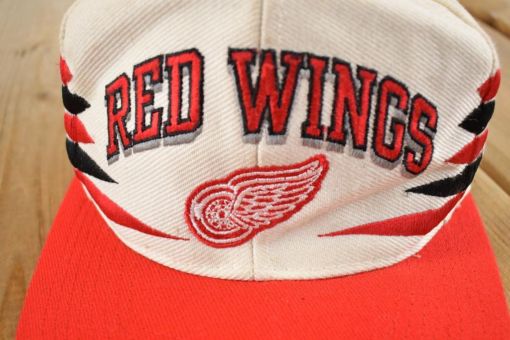 Vintage 1990s Logo Athletic Detroit Red Wings Diamond Cut NHL Snapback Hat / 90's Embroidered Shark Tooth Hockey Cap