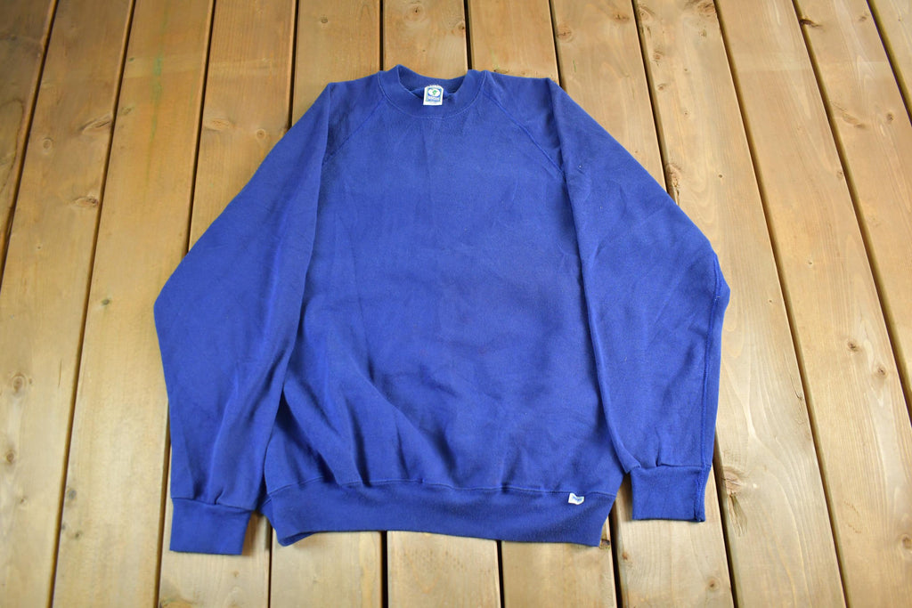 Vintage 1990s Discus Athletic Blank Blue Crewneck Sweatshirt Men's Large  90s Crewneck  Essential  Streetwear  90s