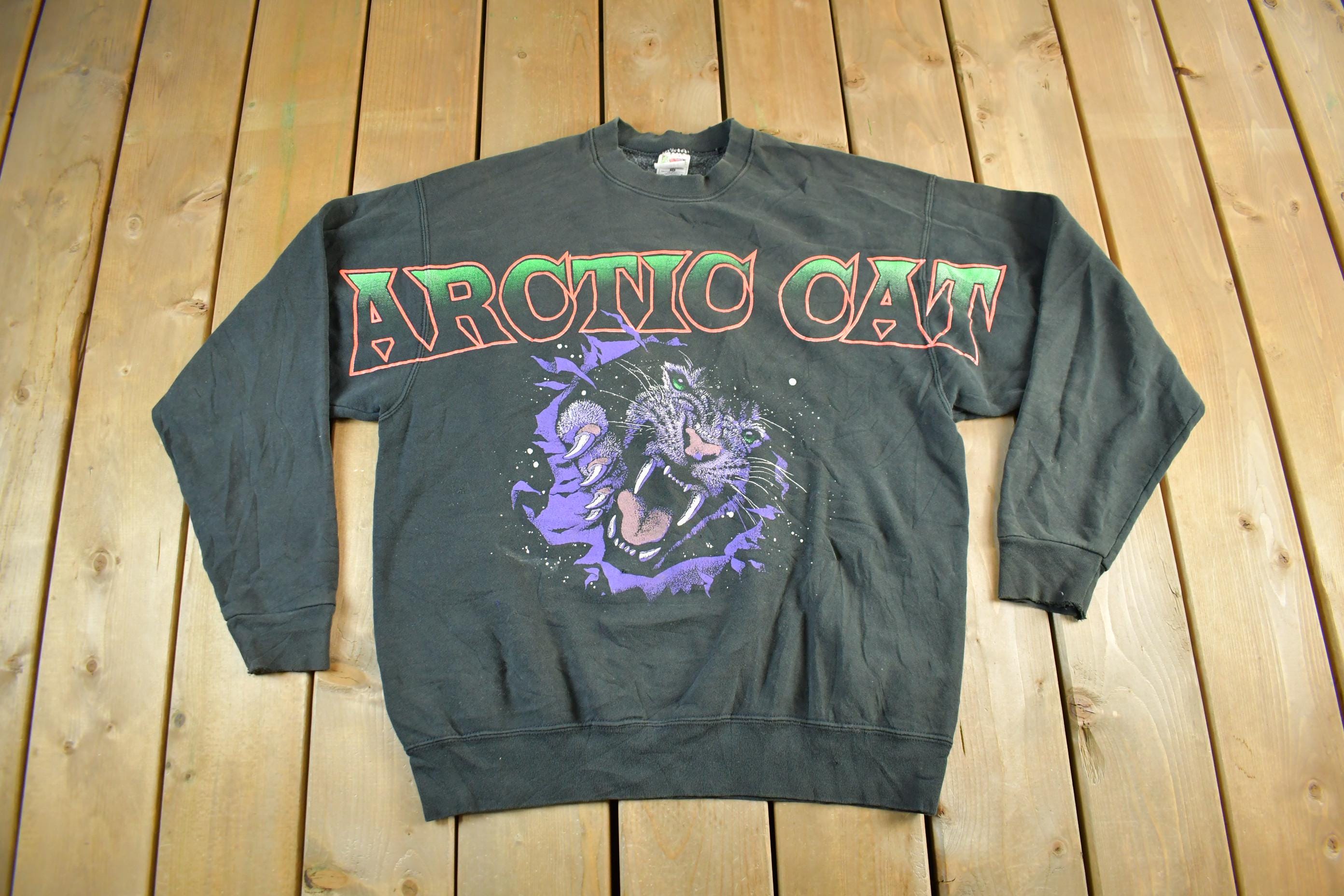 Vintage 90s Arctic Cat Graphic Sweatshirt: All Over Print