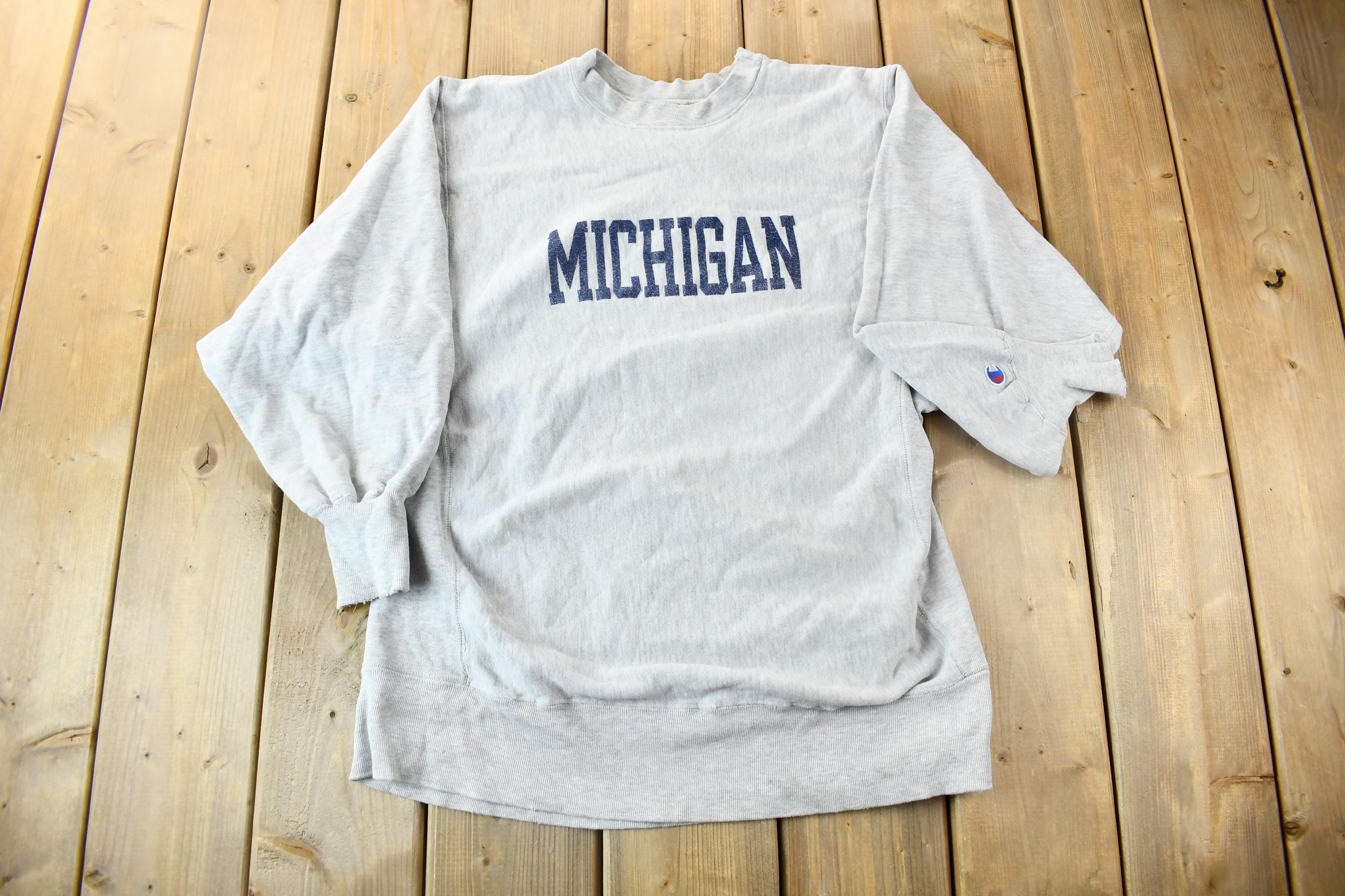 Vintage 1980s University Of Michigan Champion Reverse Weave Warmup Crewneck
