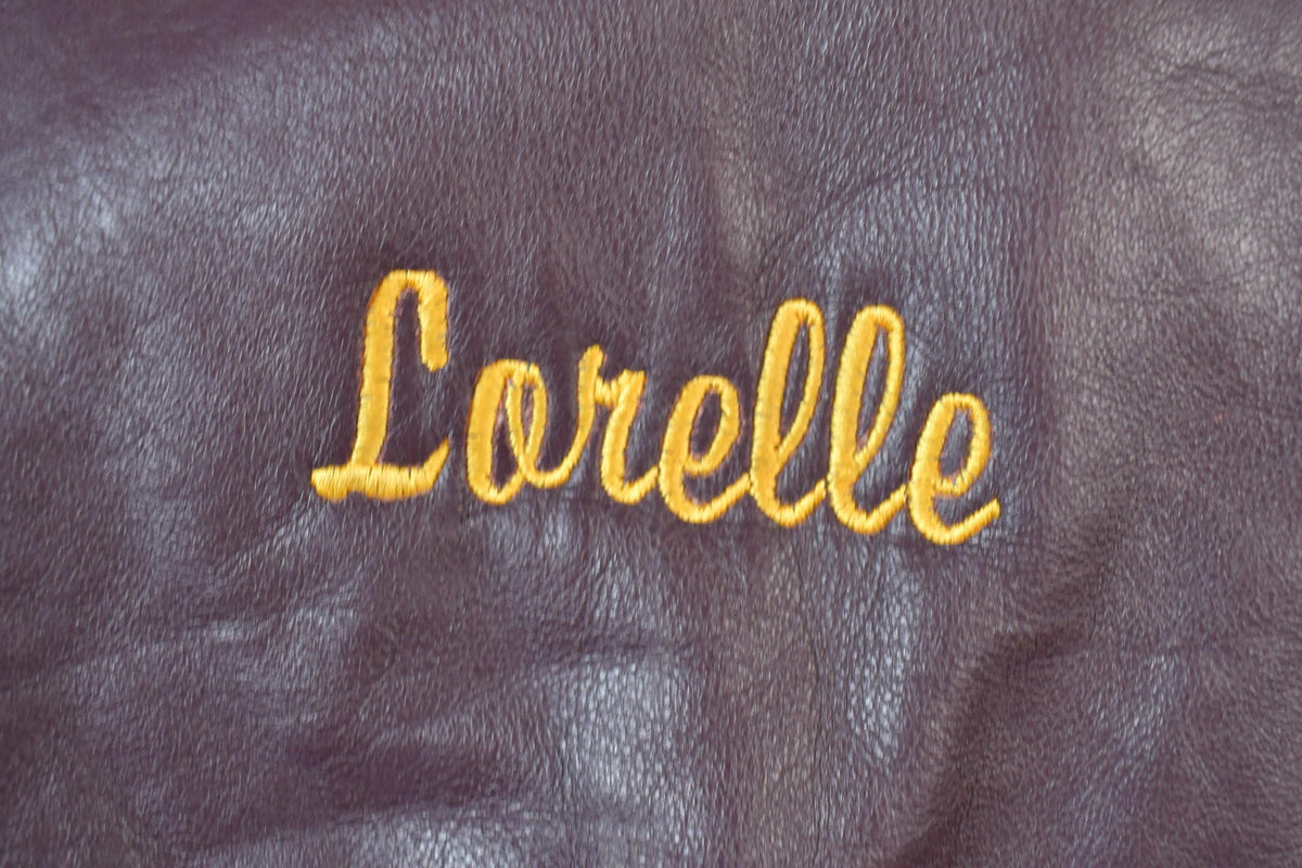 Vintage 2005 Holloway Lorelle Collegiate Leather Bomber Jacket Made In USA