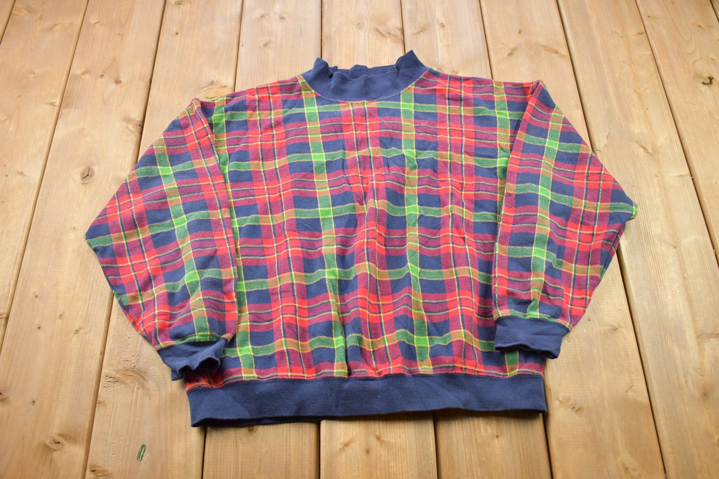 Vintage 1990s Plaid Crewneck Sweatshirt