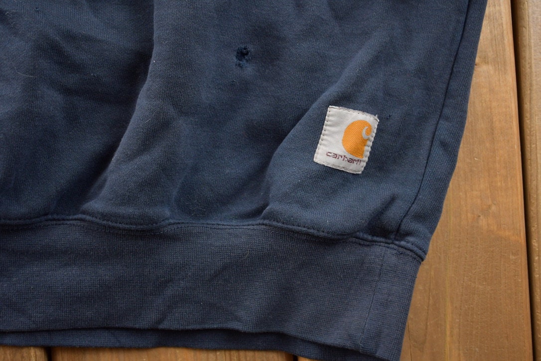 Vintage Y2K Carhartt Navy Distressed Crewneck Sweatshirt