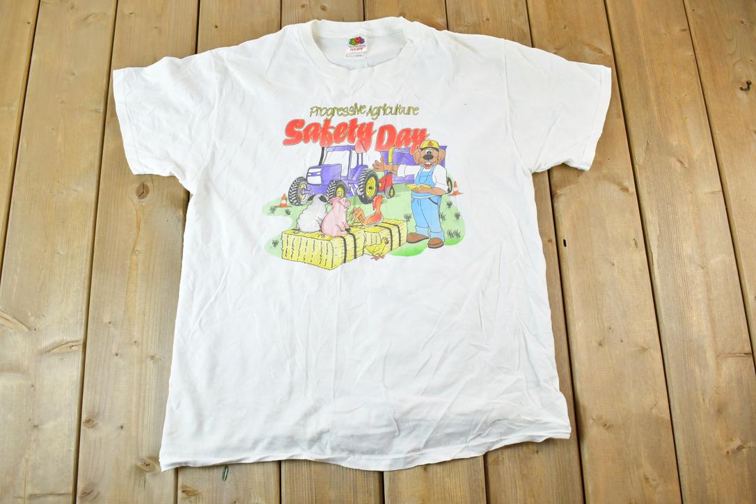 Vintage 1990s Agriculture Safety Day Souvenir Single Stitch Graphic Print T-Shirt Made In USA