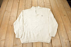Vintage Y2K Chaps Embroidered Logo Quarter Zip Knit Sweater Size L
