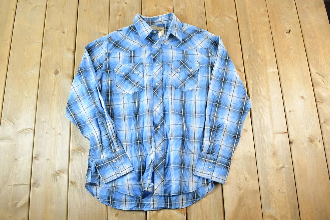 Vintage Y2K Wrangler Western Style Plaid Button Up Shirt Mens M