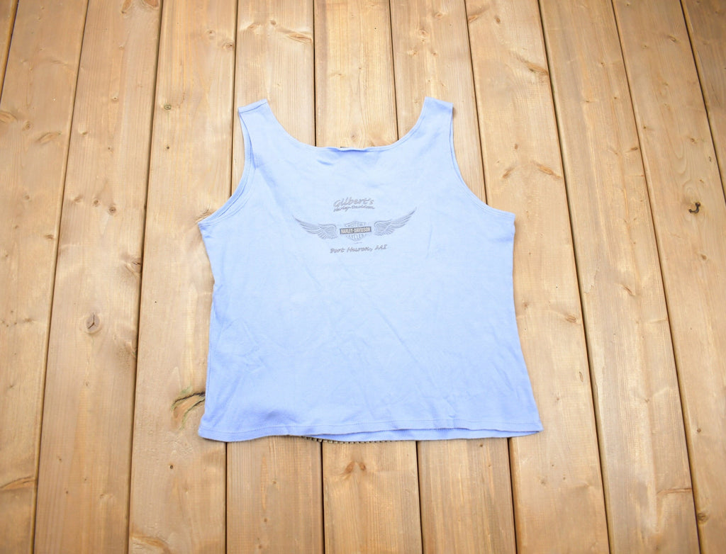 Vintage 1990 Blue Harley Davidson Womens Tank Top
