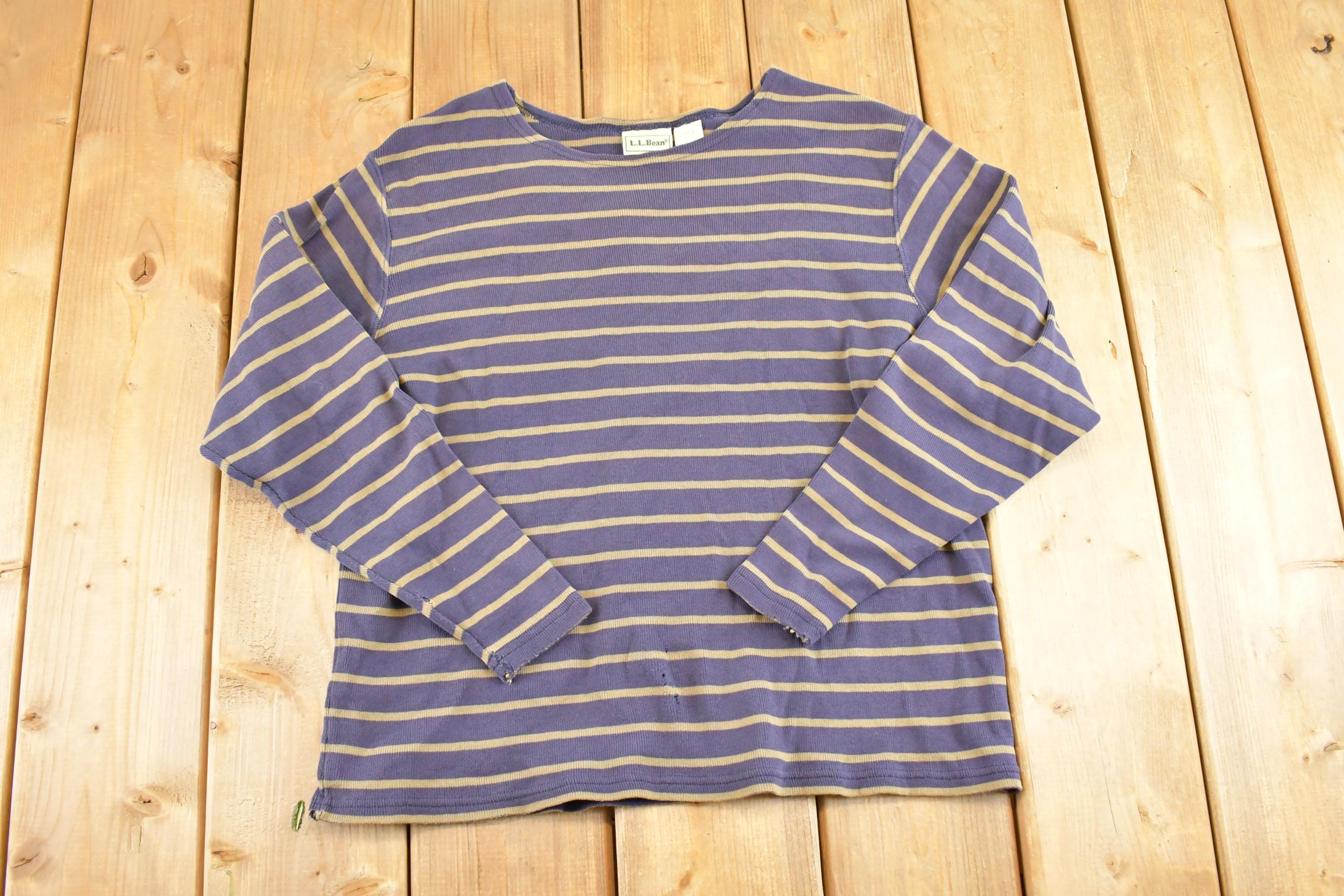 Vintage 1990s LL Bean Striped Souvenir Boating Crewneck Shirt Womens M / 90s Crewneck / Travel Vacation Sweater