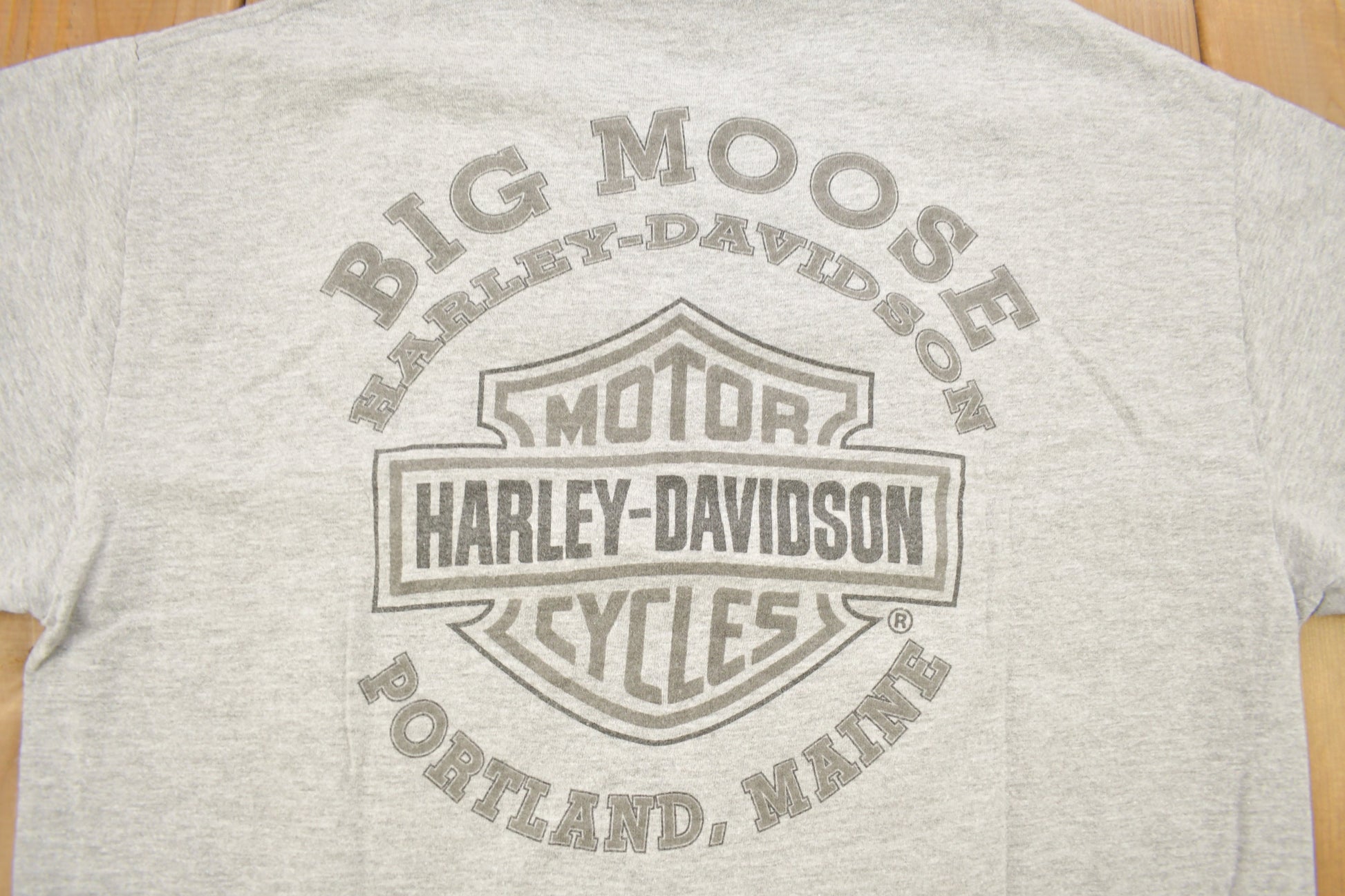 Vintage 1990s Big Moose Harley Davidson Portland Maine T-Shirt / Made In USA / Biker Tee / Souvenir T Shirt / Pocket Tee
