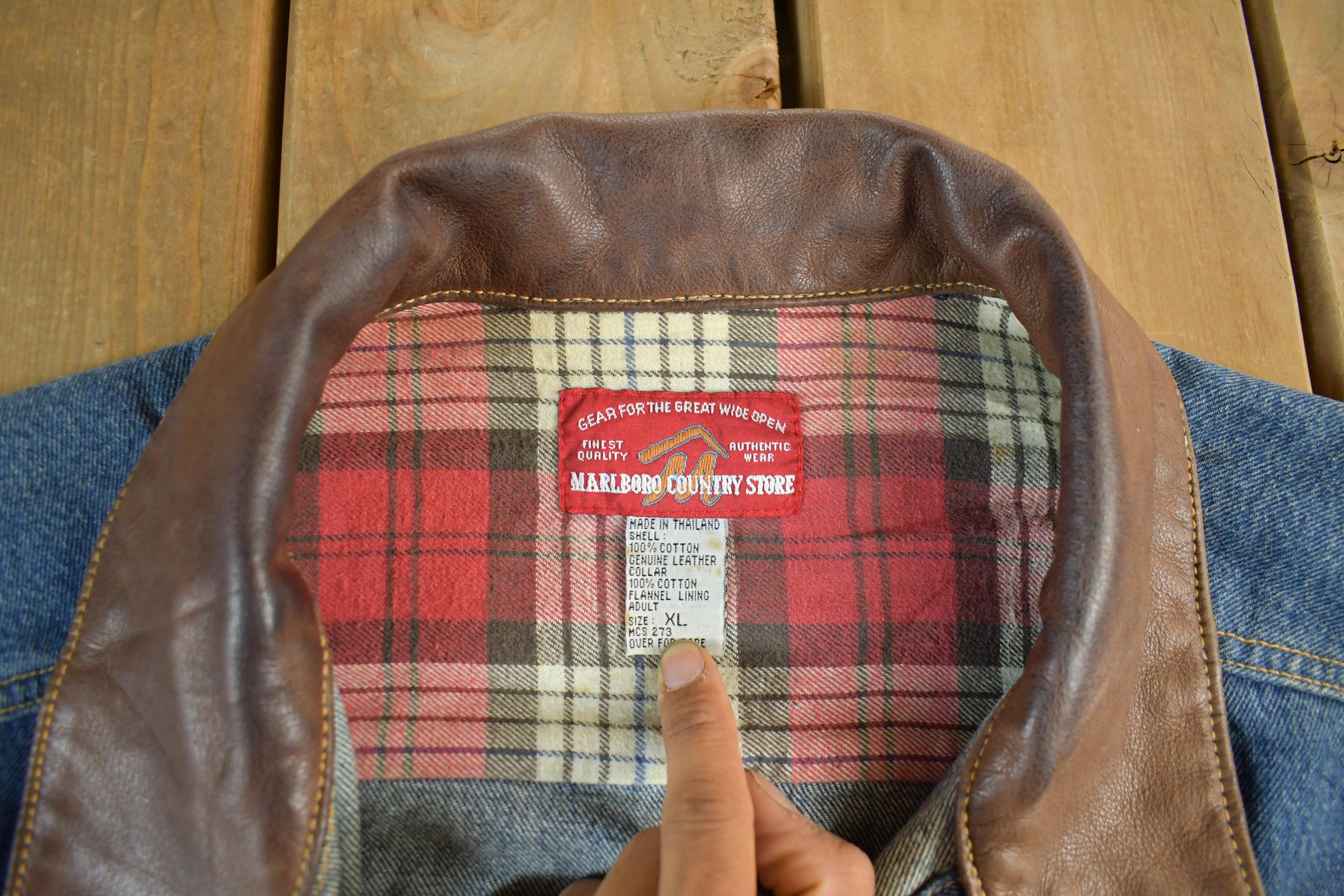 Vintage 1990s Marlboro Country Store Denim Jean Jacket Men's XL