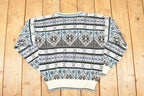 Vintage 1990s Van Heusen AOP Winter Knit Crewneck Sweater Men's M