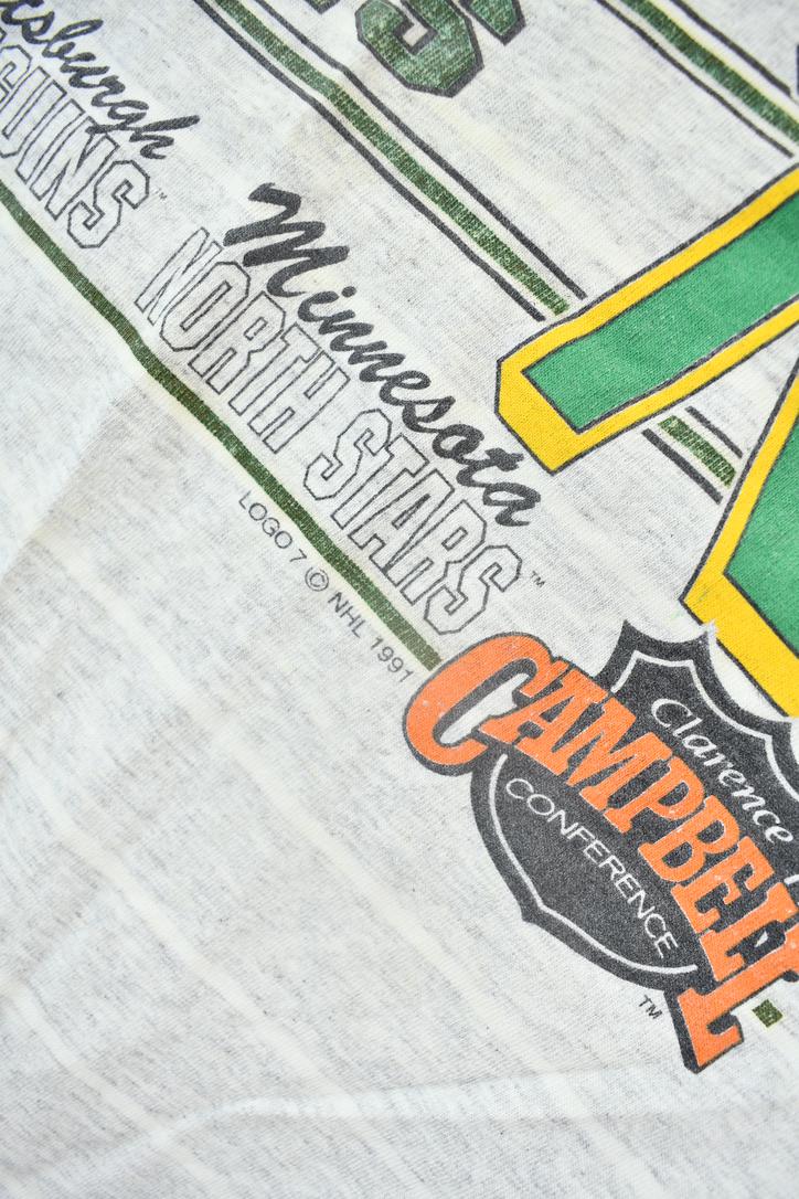 Vintage 1989 Stanley Cup Championship Penguins VS North Stars Graphic T-Shirt