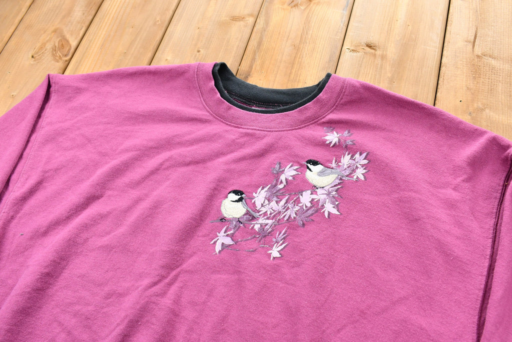 Vintage 1990s Embroidered Birds Crewneck