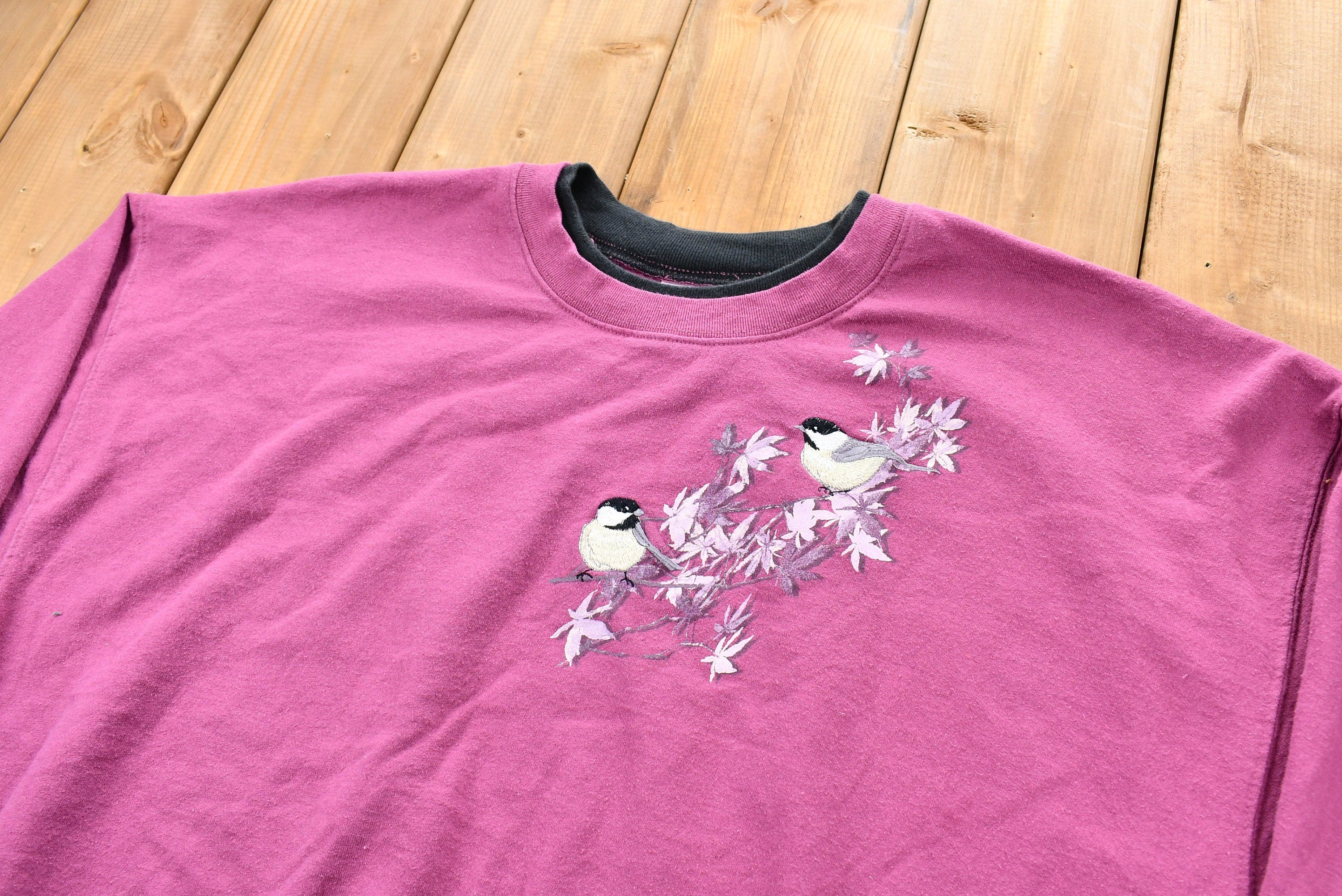 Vintage 1990s Embroidered Birds Crewneck