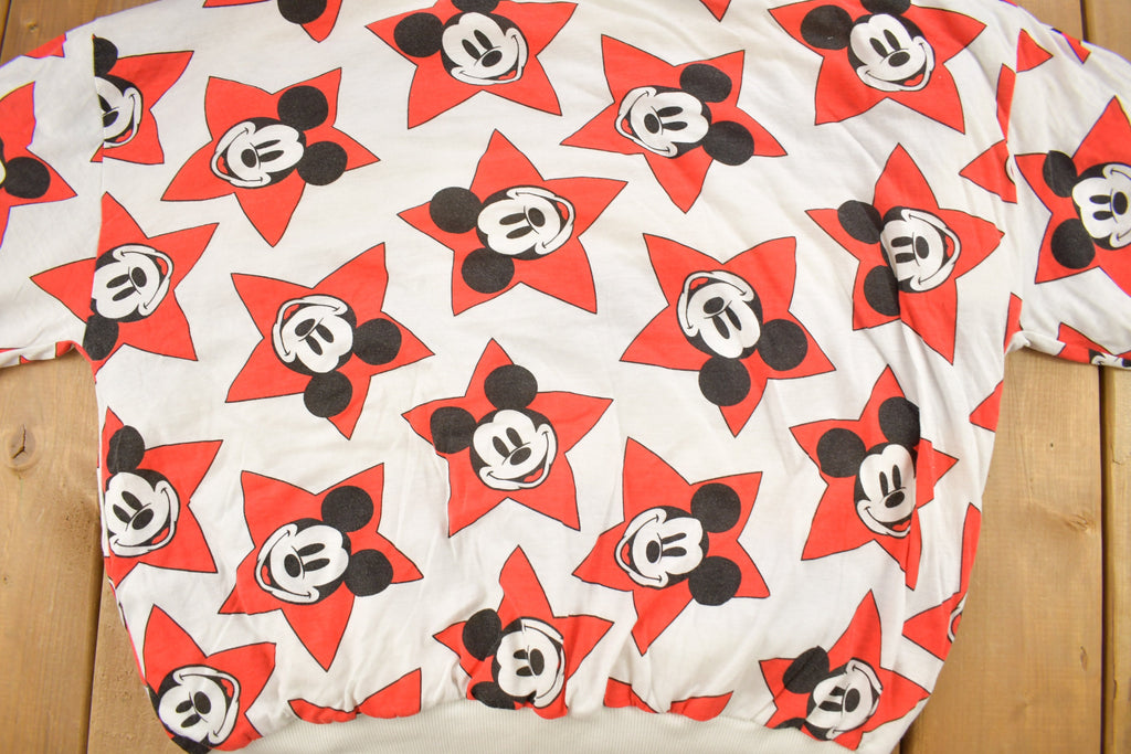 Vintage 1990s Mickey Mouse Reversible All Over Print Disney Crewneck