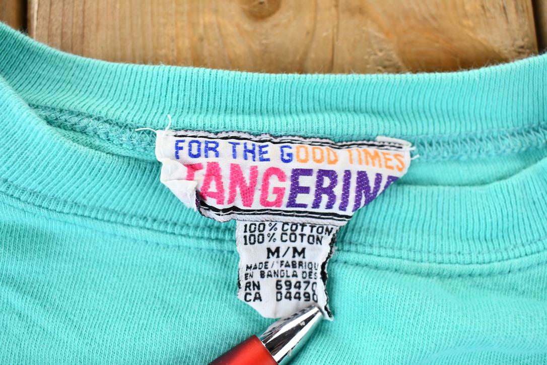 Vintage 1990s Tangerine Single Stitch Blank Teal Pocket T-Shirt