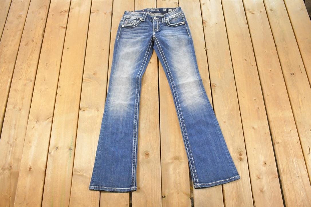Vintage Deadstock Y2K Miss Me Bedazzled Low Rise Jeans Women's Size 26x31