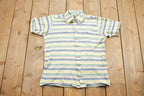 Vintage 1980s Ellettx Button Up Striped Short Sleeve Shirt