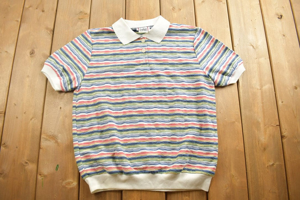 Vintage 1990s Cricket Lane Striped Collard T Shirt