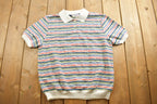 Vintage 1990s Cricket Lane Striped Collard T Shirt