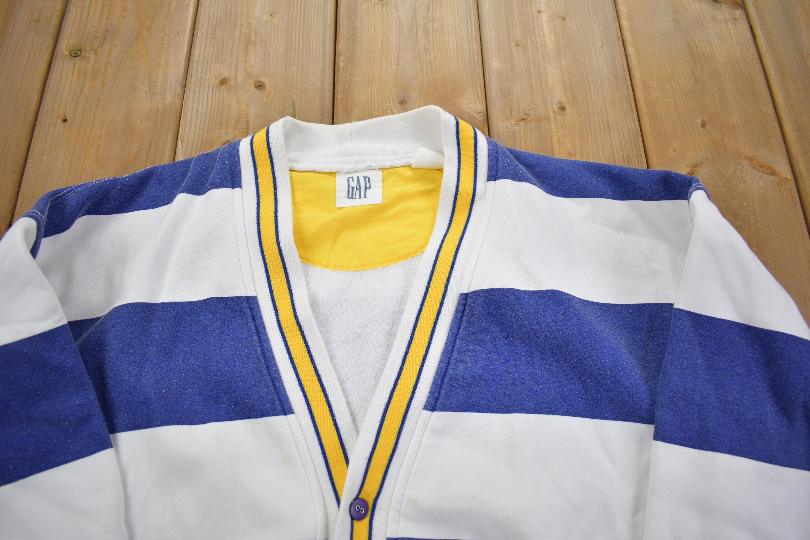 Vintage 1990s GAP Striped Sweatshirt Cardigan - Medium